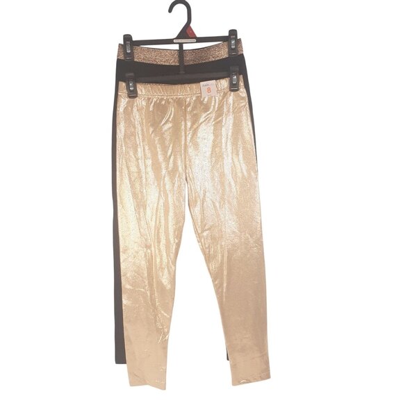 365 Kids Garanimals Girls Shimmer Leggings 2-Pack Gold, Black Elastic Waistband - Picture 4 of 11